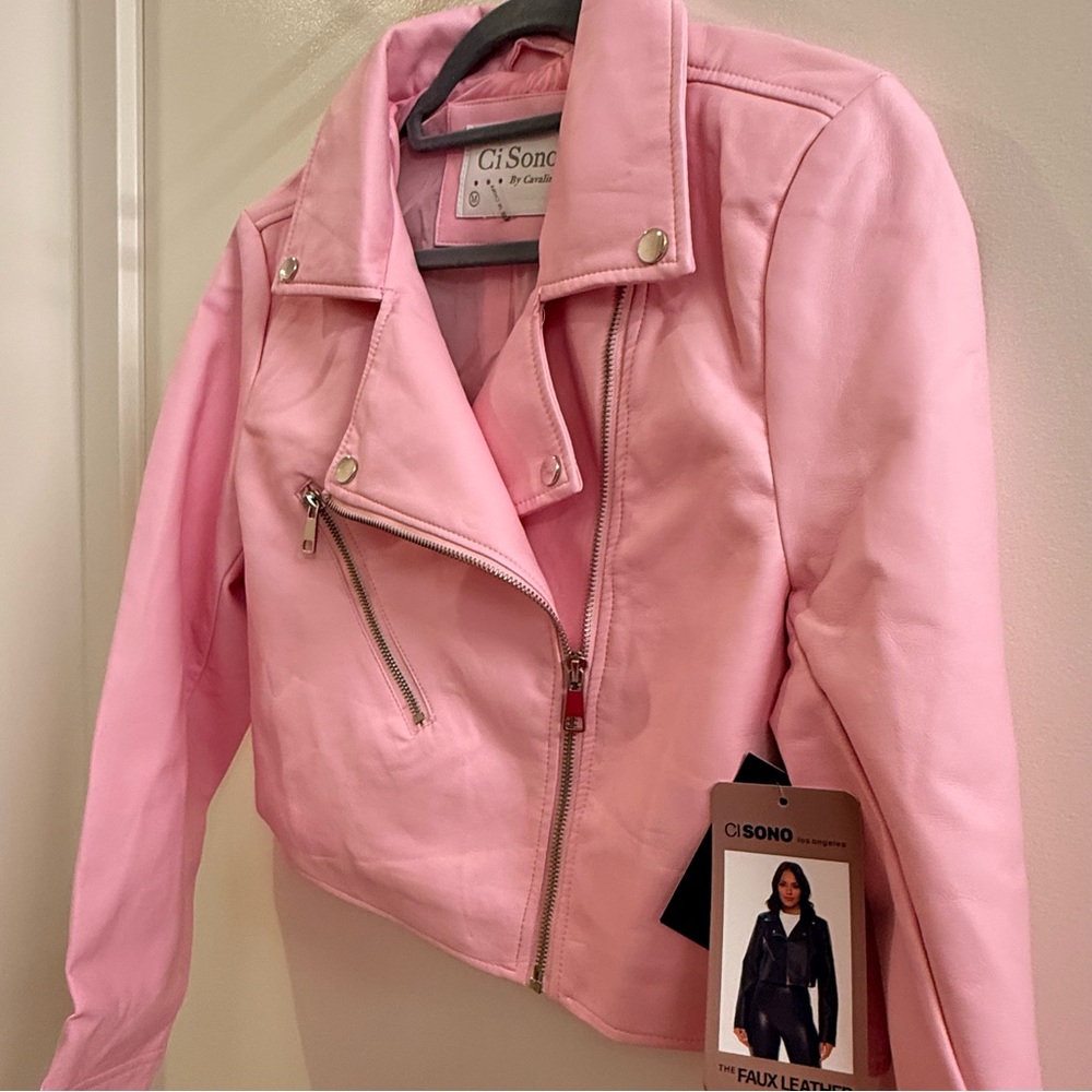 Cavalini Women's Pink Faux Leather Jacket - Picture 6 of 10